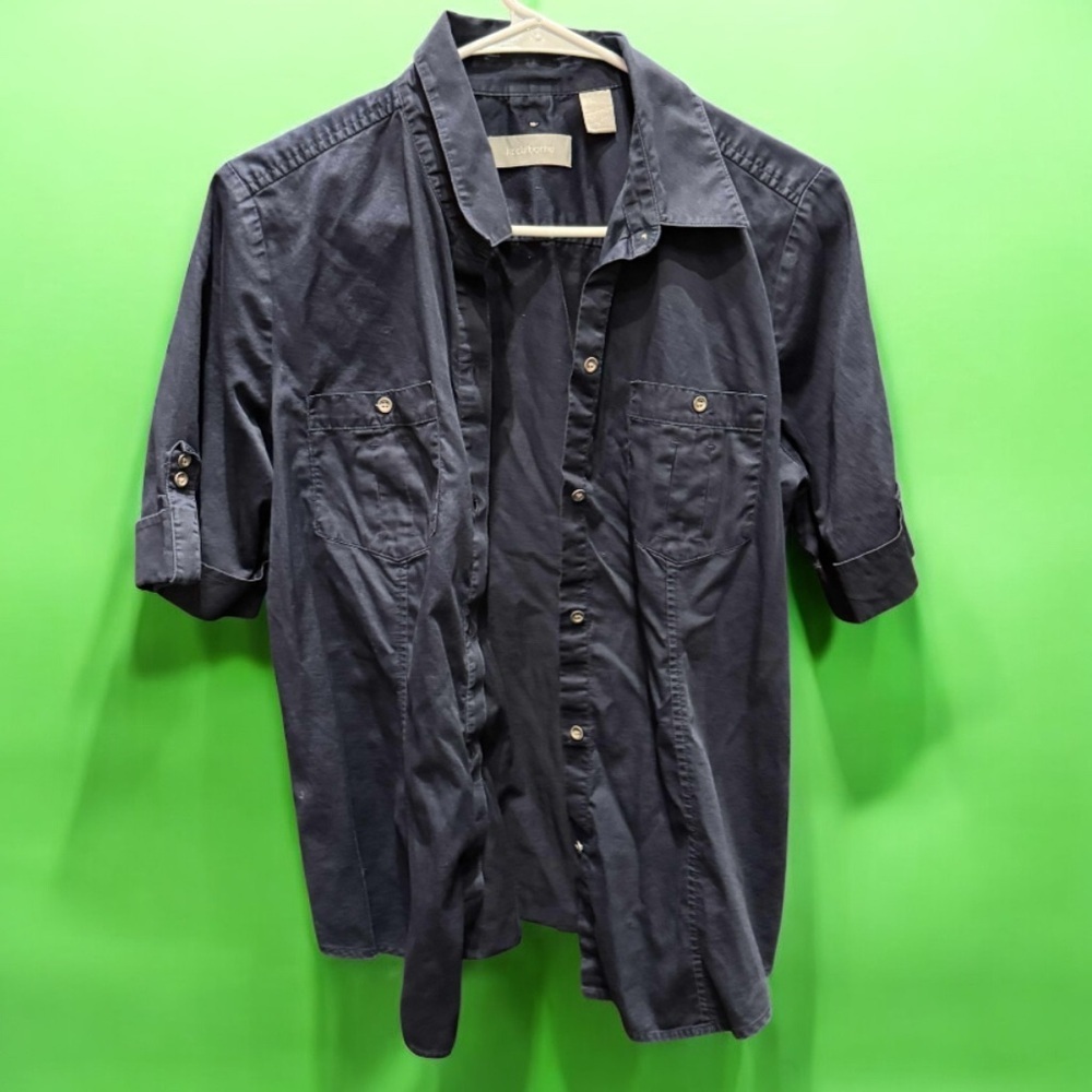 Liz Claiborne Navy Blue Shirt LARGE button down